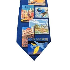 Vintage 2000 Ralph Marlin Novelty Tie On the Road Again Retro Americana Travel